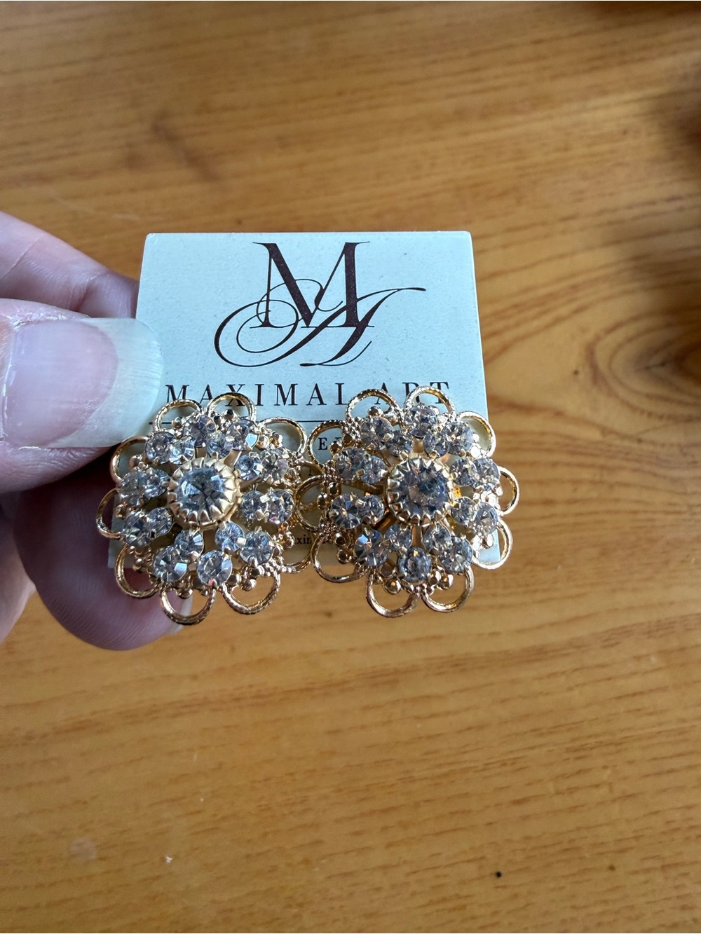 Maxima Gold-Tone Crystal Floral Clip-On Earrings